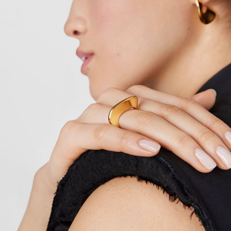 Anillo grande de plata vermeil Gregal Tous-6