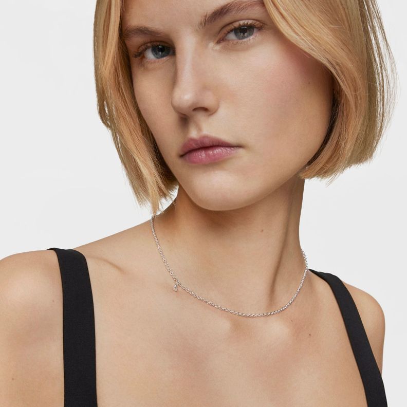 Collar corto de plata con anillas redondas Bold Bear-3
