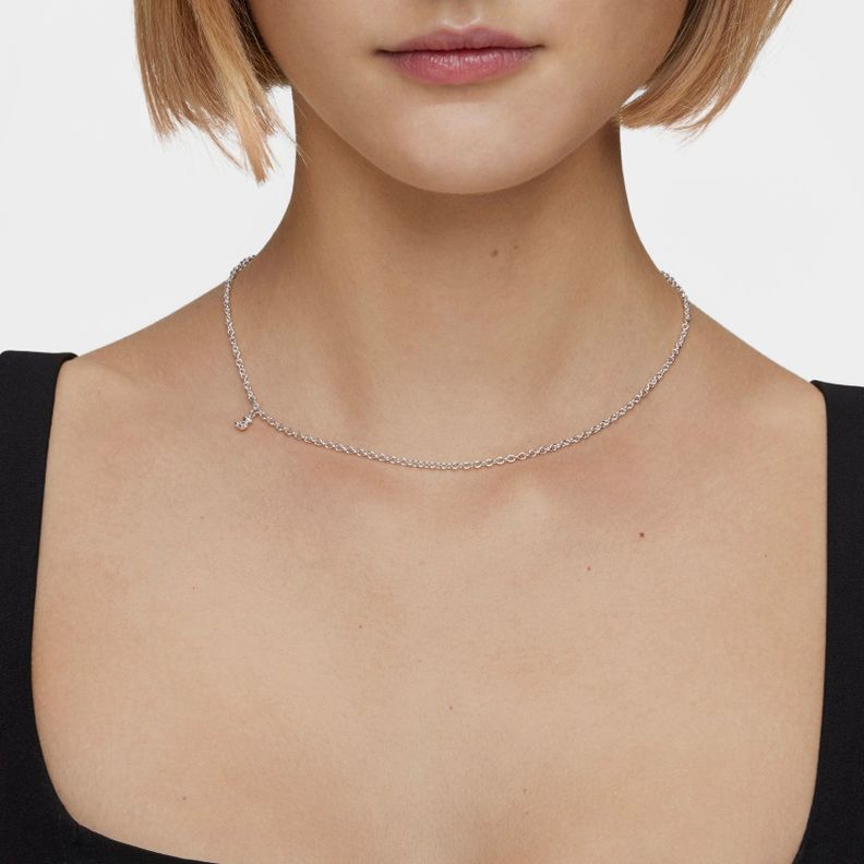 Collar corto de plata con anillas redondas Bold Bear-5