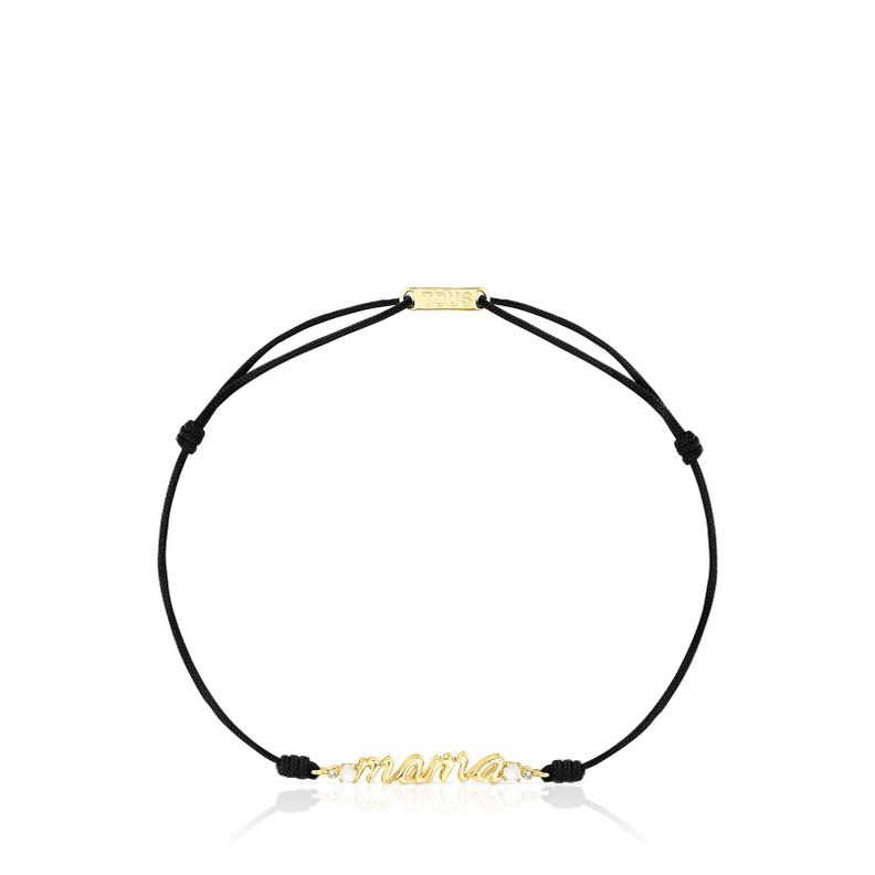 Pulsera Mama de nylon con oro diamantes y nácar Tous -1