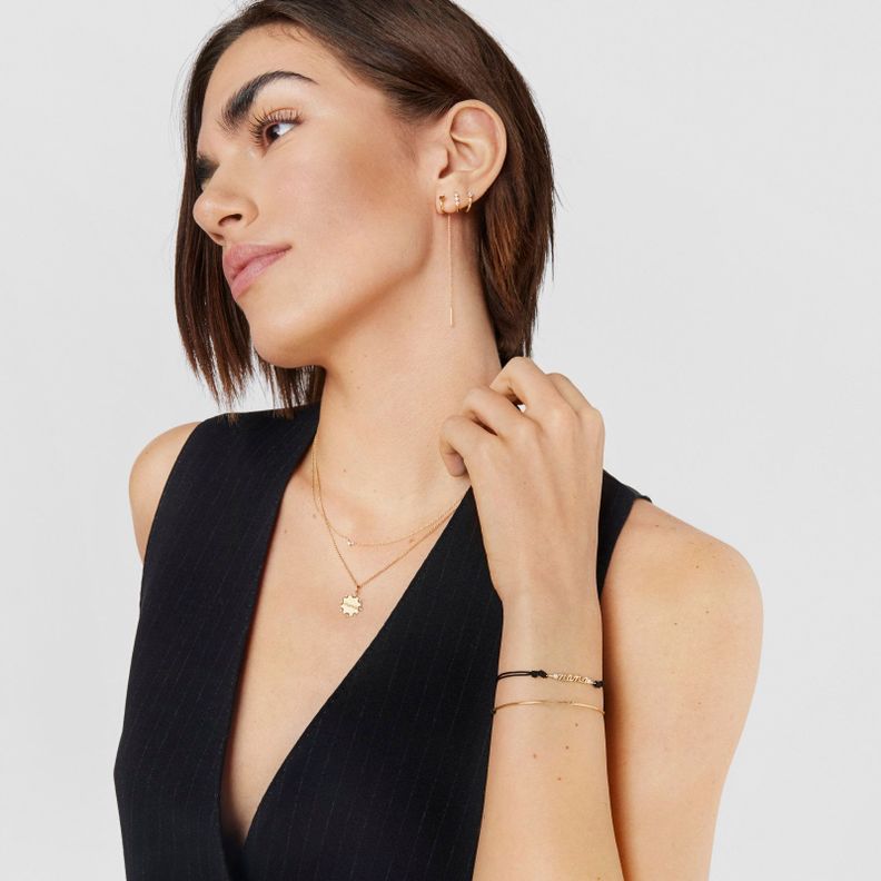 Pulsera Mama de nylon con oro diamantes y nácar Tous -3