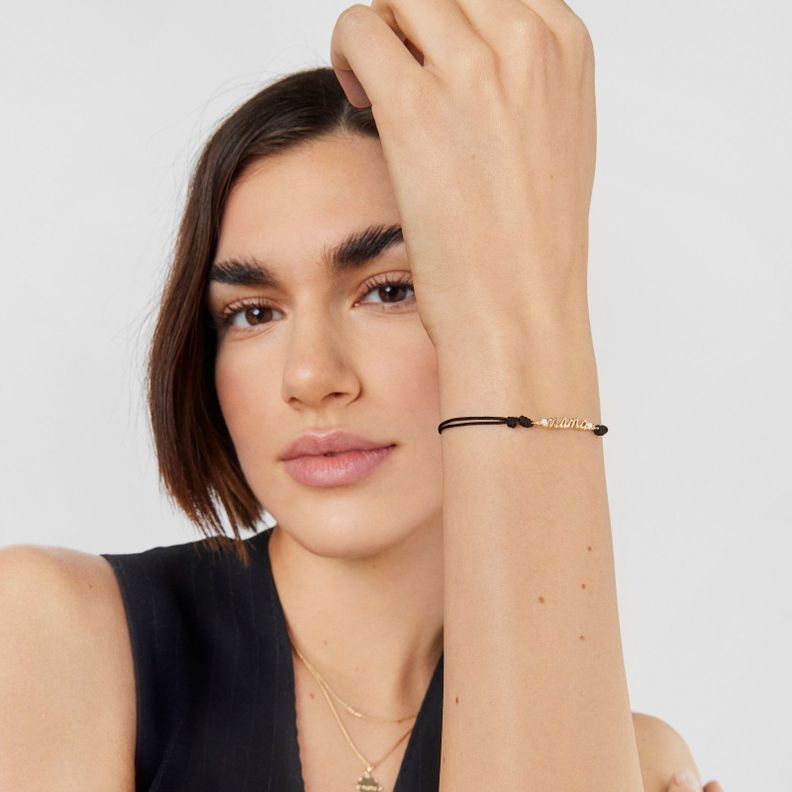 Pulsera Mama de nylon con oro diamantes y nácar Tous -5