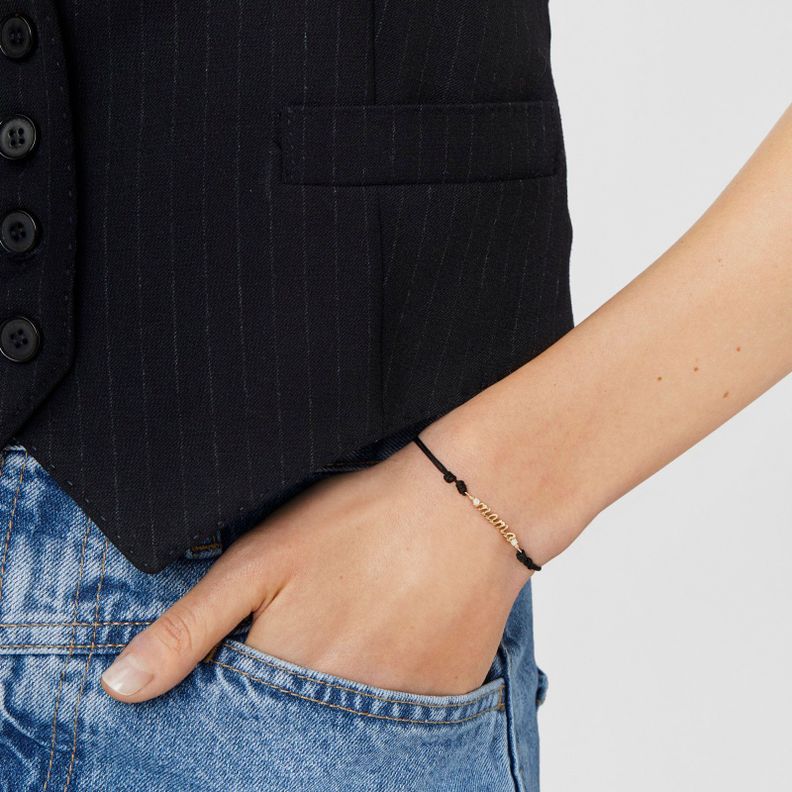 Pulsera Mama de nylon con oro diamantes y nácar Tous -6