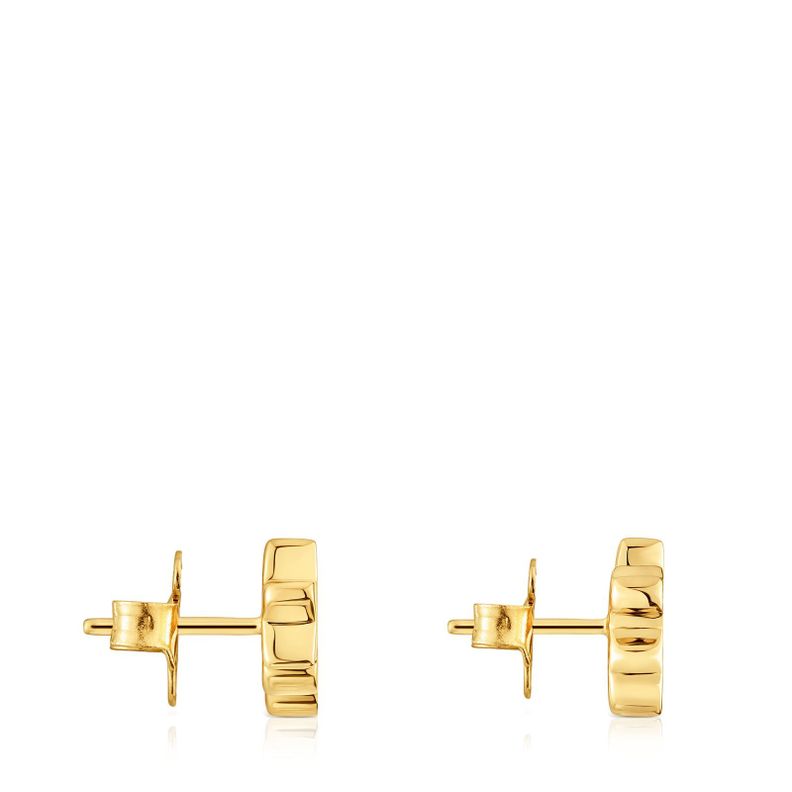 Pendientes trepadores con baño de oro 18 kt sobre plata y diamantes TOUS 1950-1