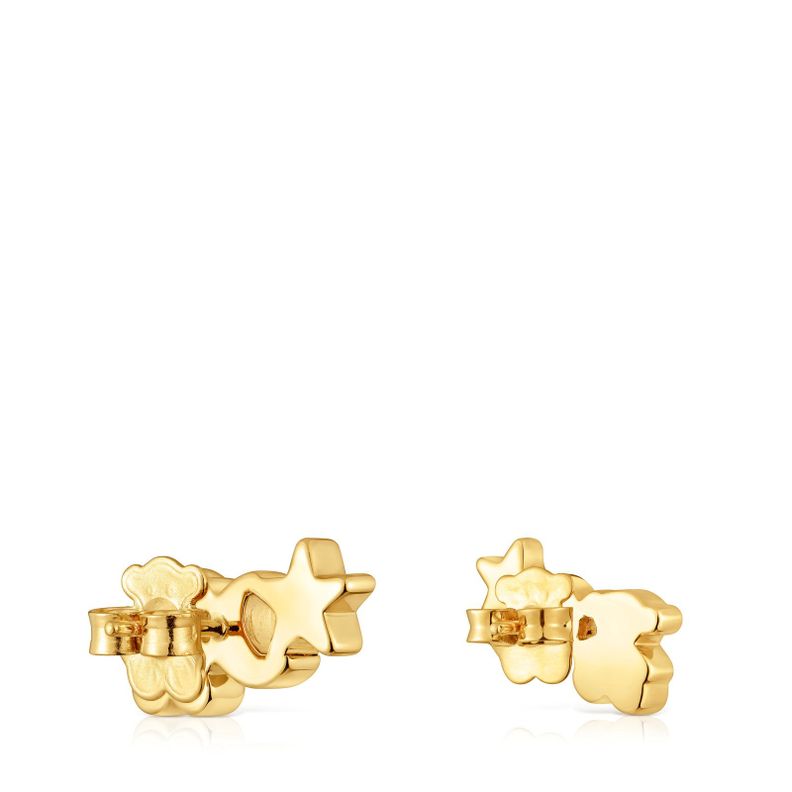 Pendientes trepadores con baño de oro 18 kt sobre plata y diamantes TOUS 1950-2