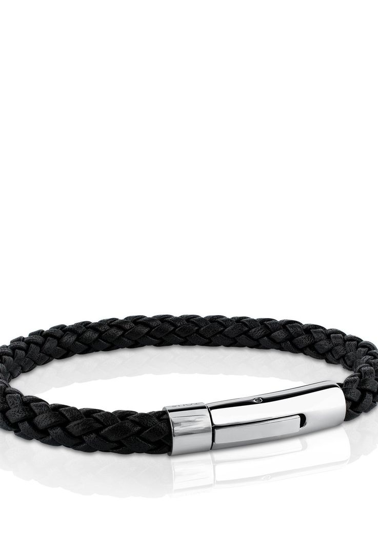 Pulsera Tous Man en acero y cuero trenzado-0