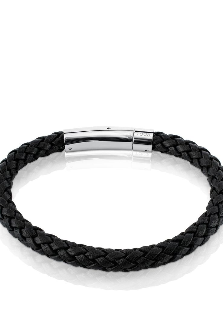 Pulsera Tous Man en acero y cuero trenzado-1