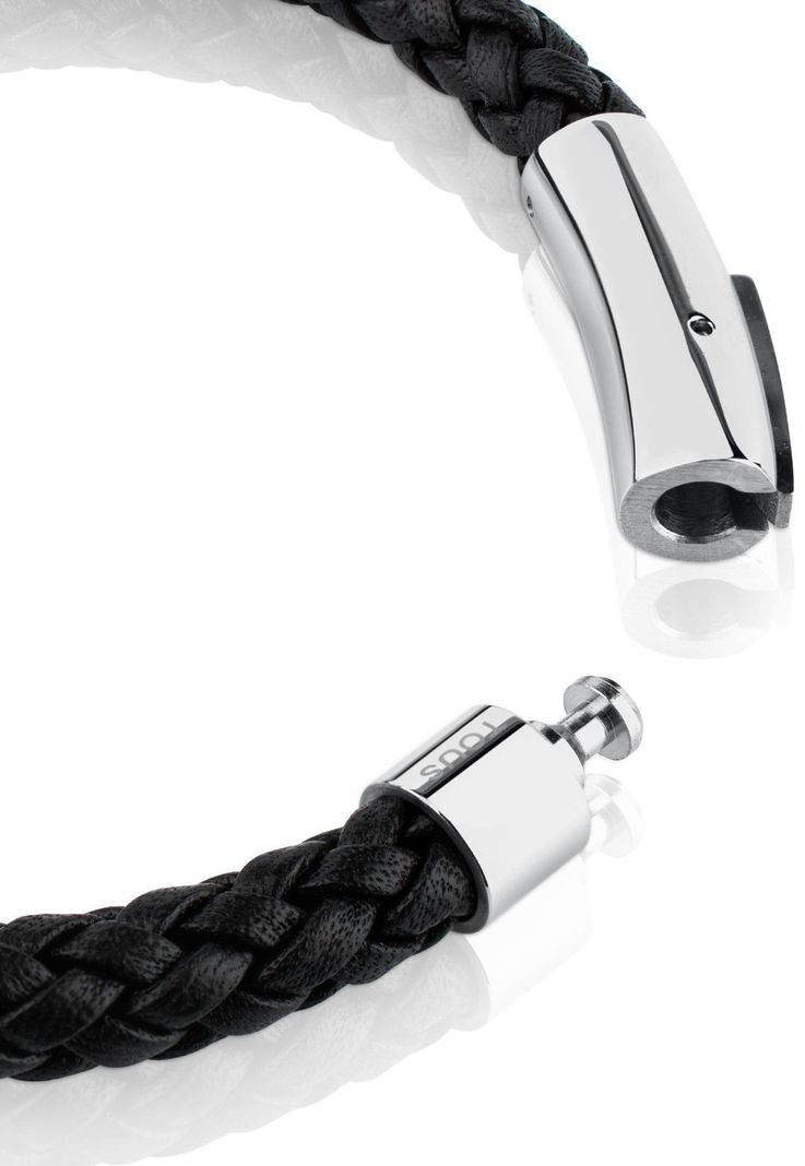 Pulsera Tous Man en acero y cuero trenzado-2