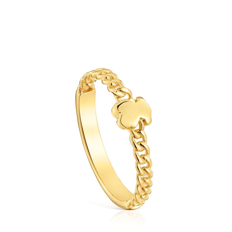 Anillo oso con baño de oro 18 kt sobre plata Bold Motif-0
