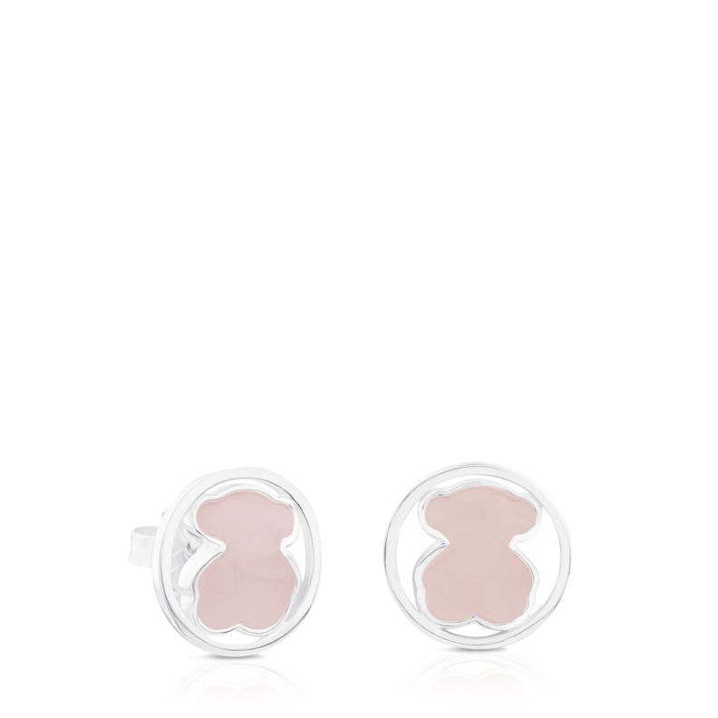 Aros Tous Camille de Plata con Cuarzo rosa-0