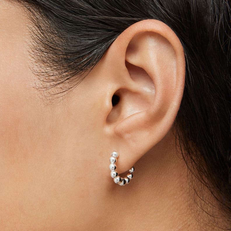 Pendientes de aro pequeños de plata Gloss-5