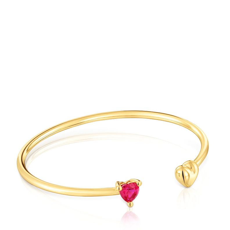 Pulsera esclava con baño de oro 18 kt sobre plata y rubí creado en laboratorio Garden Of Love LGG-0