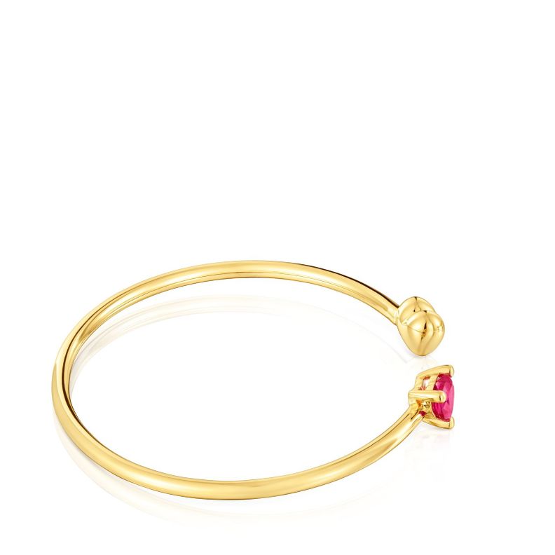 Pulsera esclava con baño de oro 18 kt sobre plata y rubí creado en laboratorio Garden Of Love LGG-1