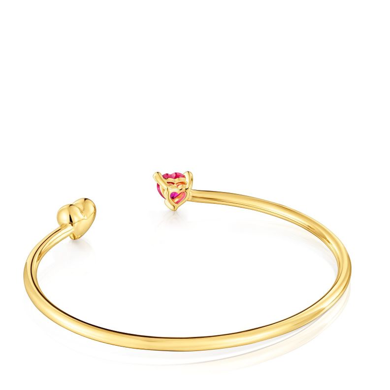 Pulsera esclava con baño de oro 18 kt sobre plata y rubí creado en laboratorio Garden Of Love LGG-2