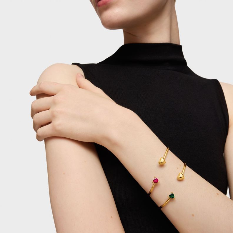 Pulsera esclava con baño de oro 18 kt sobre plata y rubí creado en laboratorio Garden Of Love LGG-4