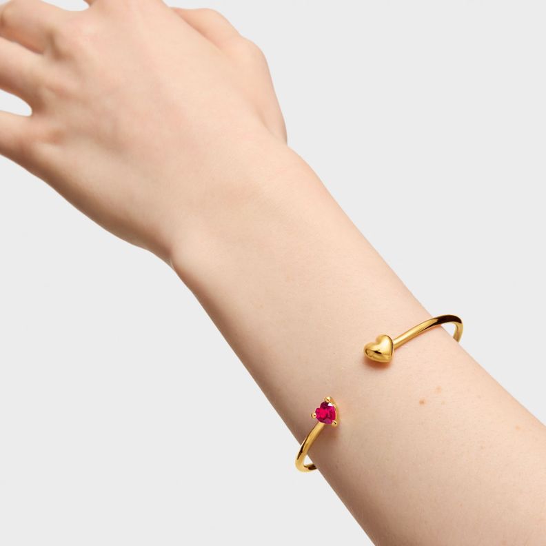 Pulsera esclava con baño de oro 18 kt sobre plata y rubí creado en laboratorio Garden Of Love LGG-5