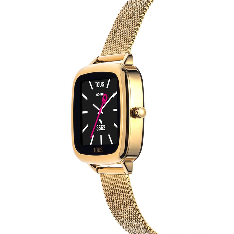 Reloj smartwatch con brazalete de acero IPG dorado D-Connect-1