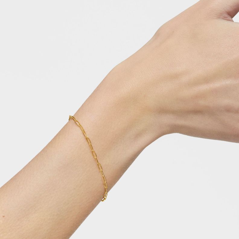 Pulsera cadena con baño de oro 18 kt sobre plata Hold Oval-1