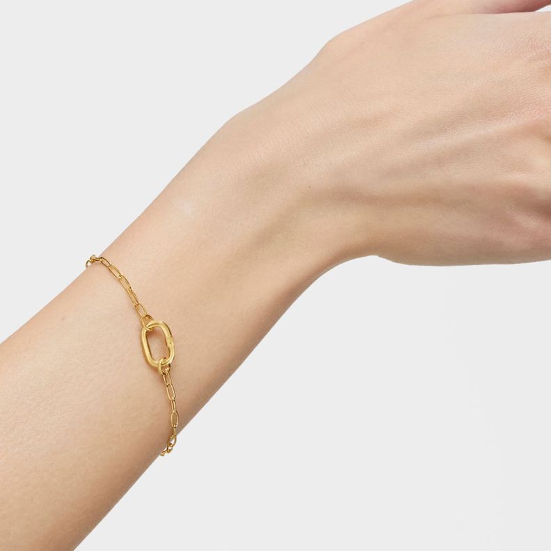 Pulsera cadena con baño de oro 18 kt sobre plata Hold Oval-2