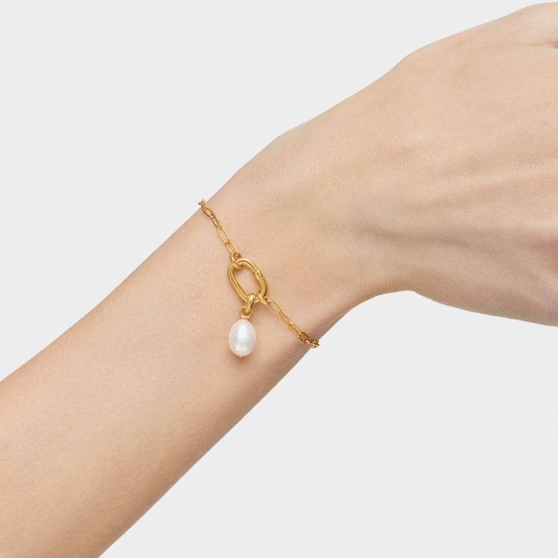 Pulsera cadena con baño de oro 18 kt sobre plata Hold Oval-3