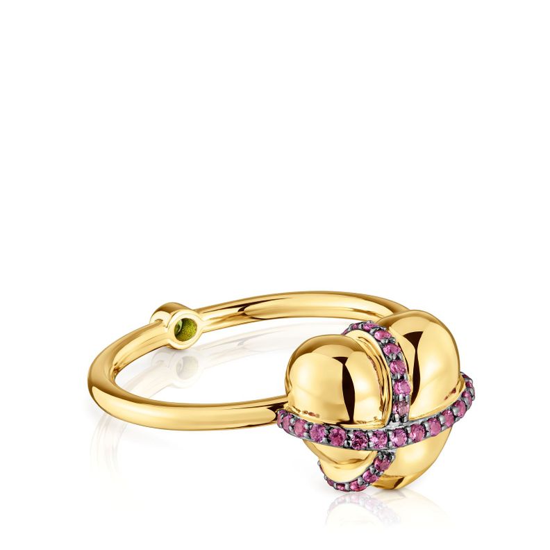 Anillo mediano corazón con baño de oro 18 kt sobre plata-1