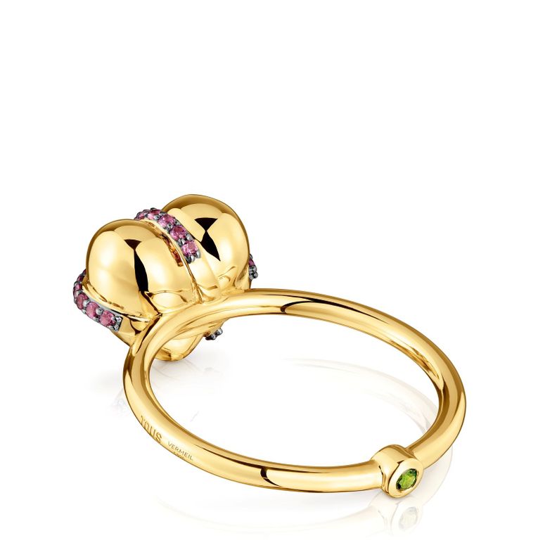 Anillo mediano corazón con baño de oro 18 kt sobre plata-2