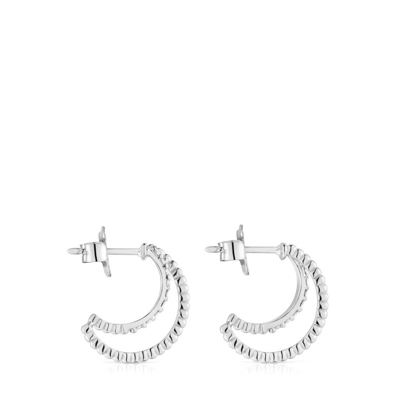 Aros doble corto de oro blanco con diamantes Les Classiques-1