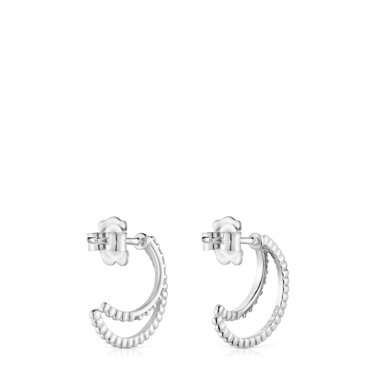 Aros doble corto de oro blanco con diamantes Les Classiques-2