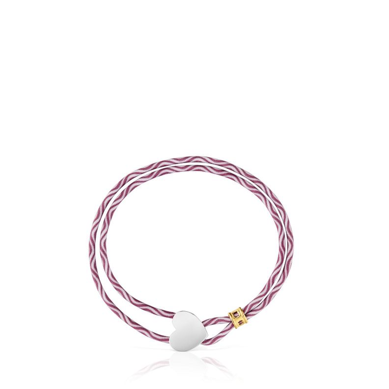 Pulsera elástica burdeos con corazón de plata Sweet Dolls-1