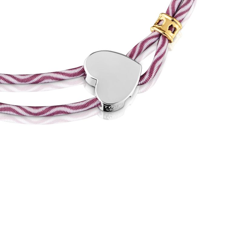 Pulsera elástica burdeos con corazón de plata Sweet Dolls-2