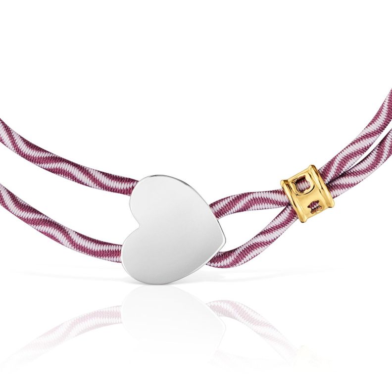Pulsera elástica burdeos con corazón de plata Sweet Dolls-3