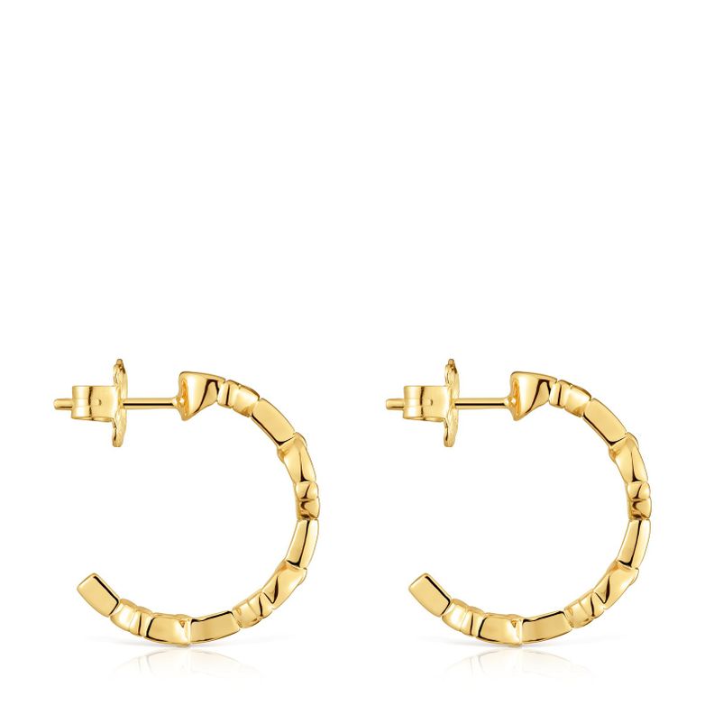 Pendientes de aro logo con baño de oro 18 kt sobre plata-1