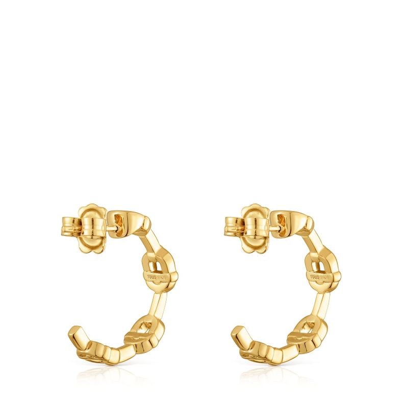 Pendientes de aro logo con baño de oro 18 kt sobre plata-2