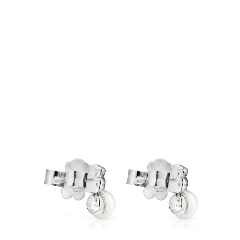 Pendientes Tous Mini Color de Plata con Amazonita y Perla-2