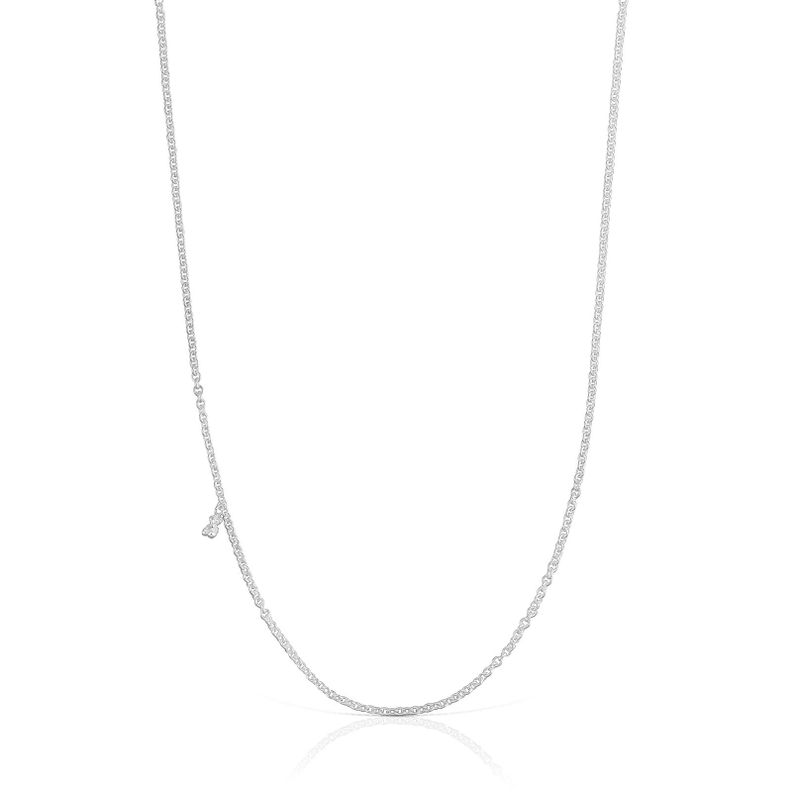 Collar largo de plata con anillas redondas Bold Bear-0