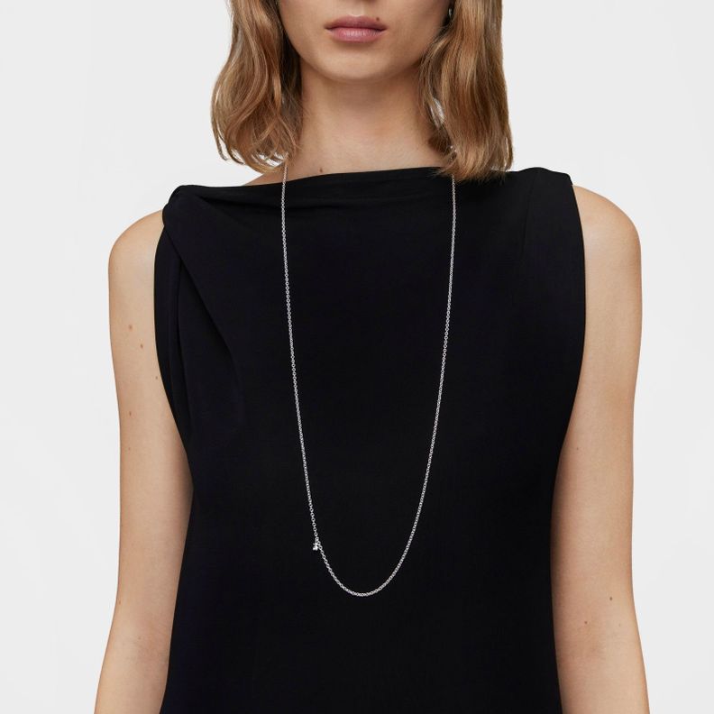 Collar largo de plata con anillas redondas Bold Bear-3