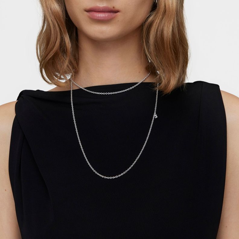 Collar largo de plata con anillas redondas Bold Bear-4