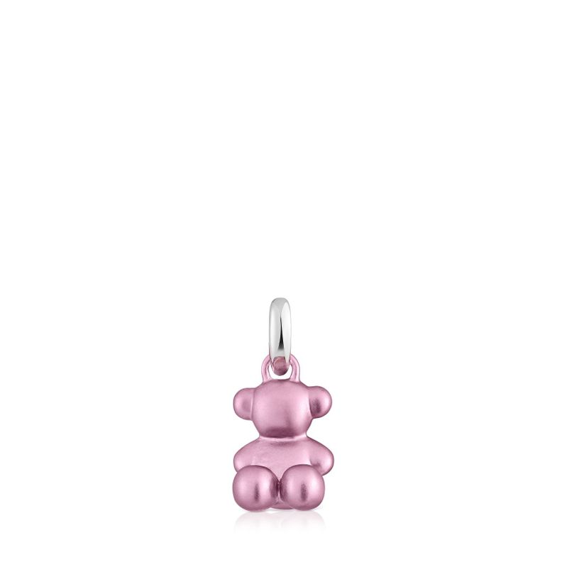 Colgante oso pequeño de acero en color rosa claro Bold Bear-0