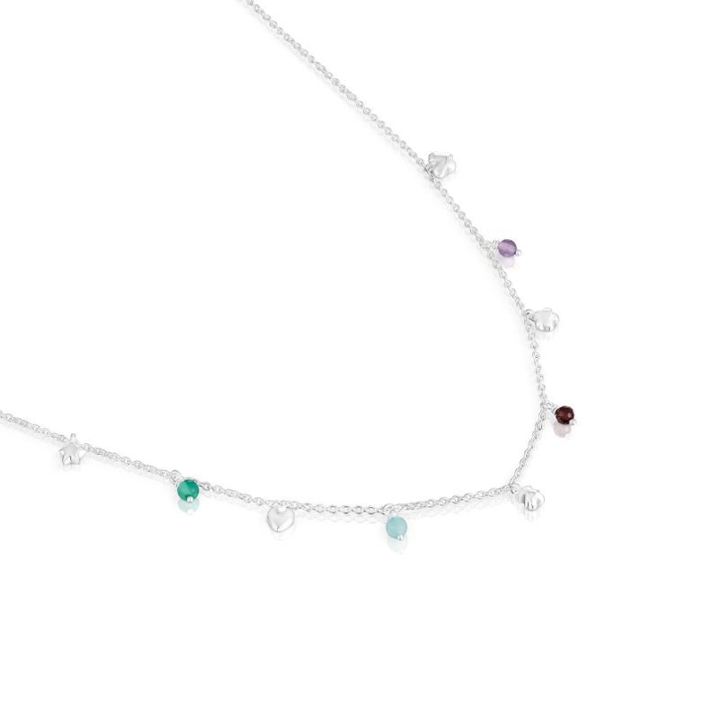 Collar de plata y gemas Bold motivos Motif-2