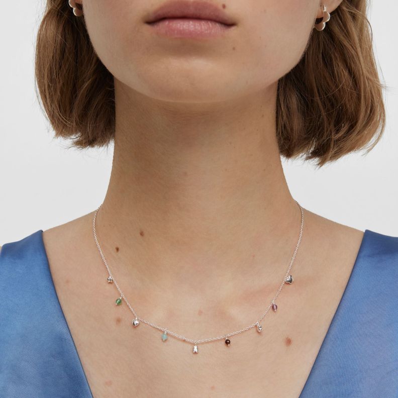 Collar de plata y gemas Bold motivos Motif-3