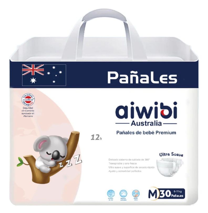 Pañales Premium Aiwibi Ultra Suave M 30 Und