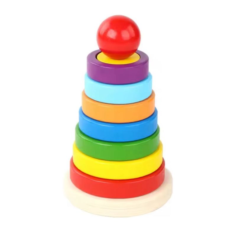 Juego Piramide Encaje Madera 2 Nivel Dificultad Multicolor