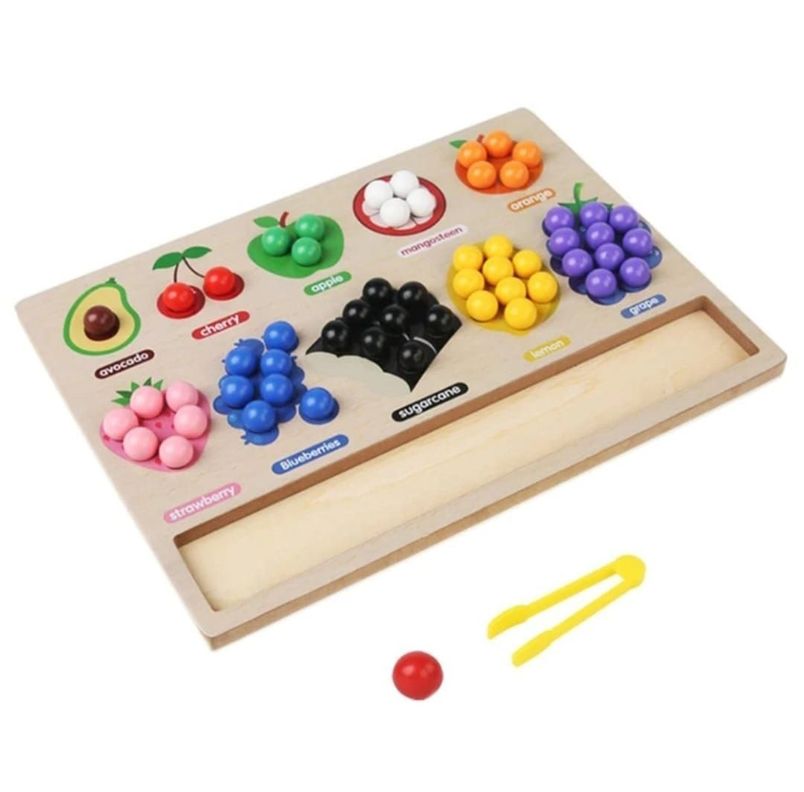 Juego De Clasificacion Colores frutas Montessori Madera