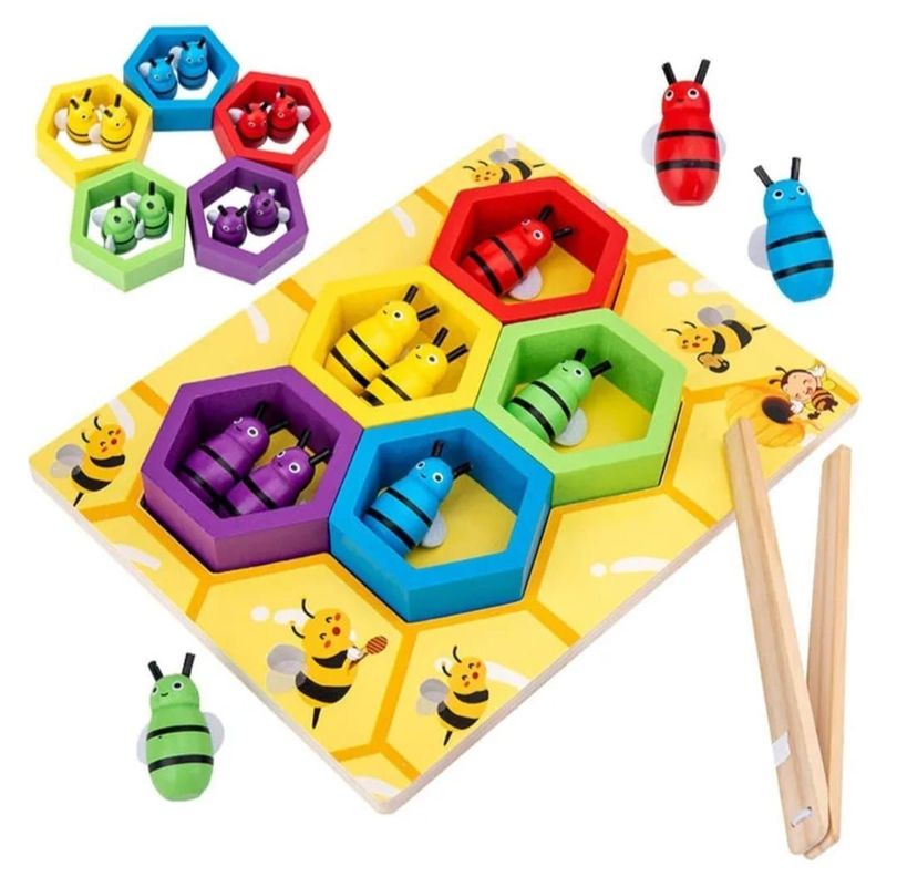 Juego Didactico Abejas Madera Motricidad Montessori