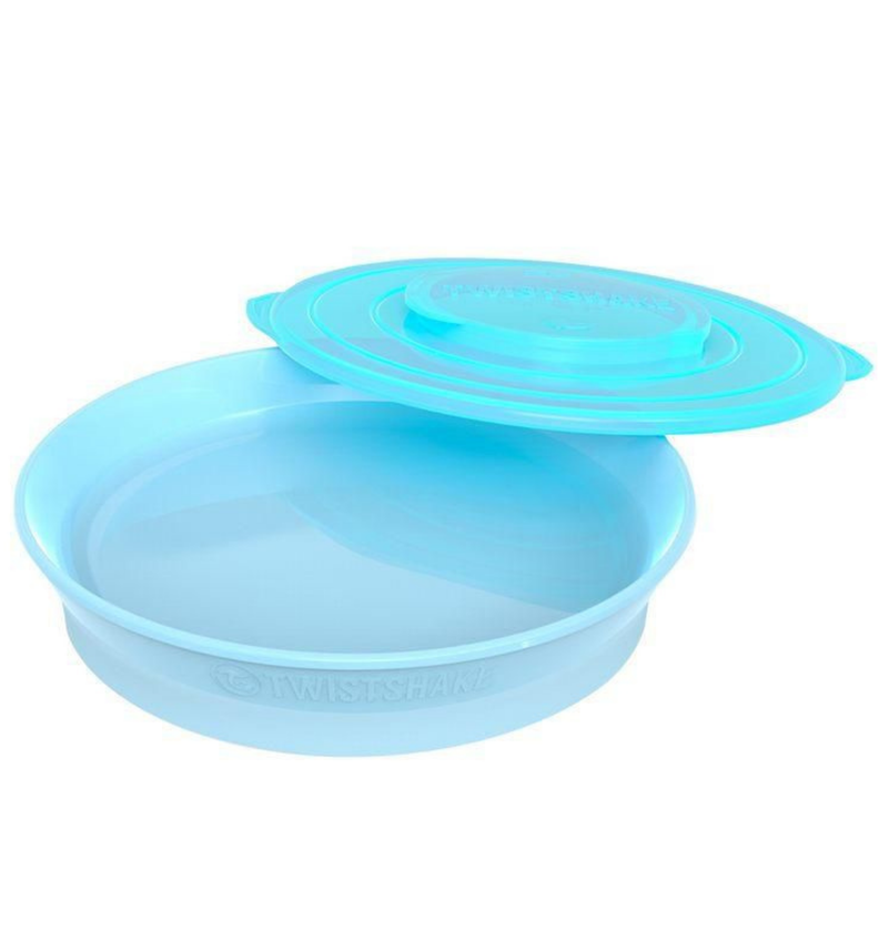 Plato Con Tapa Alimentacion Bebe Twistshake 6+m Celeste