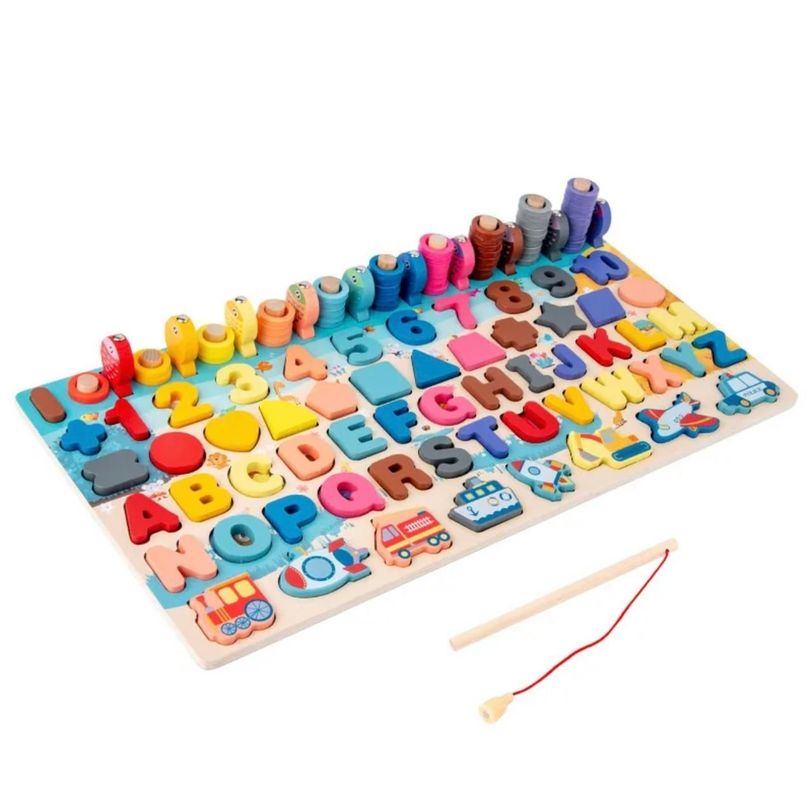 Tabla Didáctica Encaje Madera + Pesca Niños-0