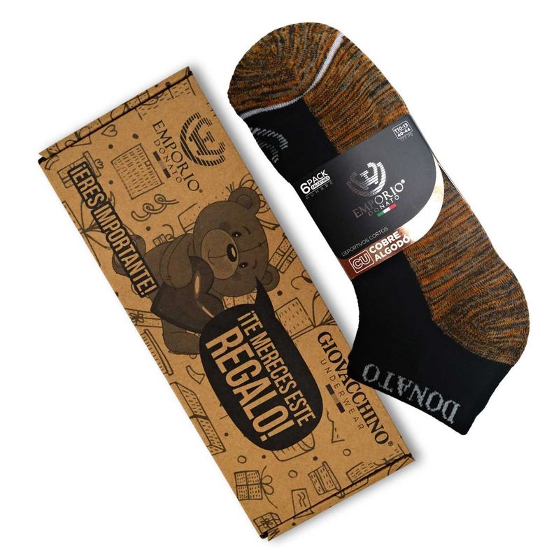 Pack de 6 Calcetines Tobilleros Deportivos Cobre Hombre-4