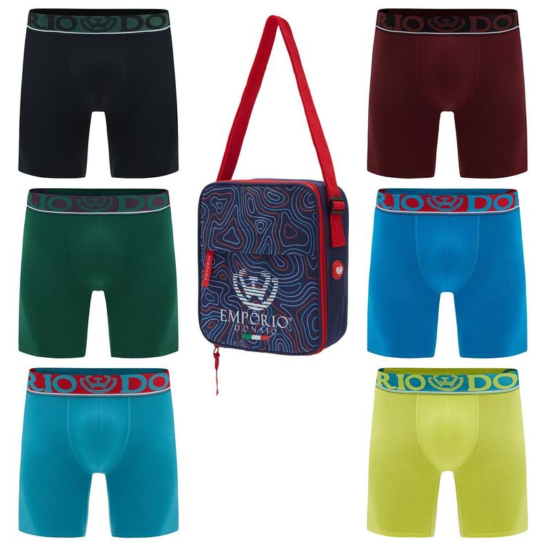 Pack de 6 Boxer Largo Algodón Hombre Con Bolso Regalo -0