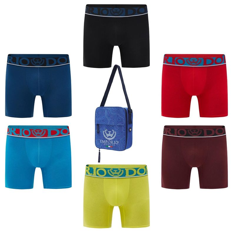Pack De 6 - Boxer Medios Algodón Hombre + Bolso Regalo -0