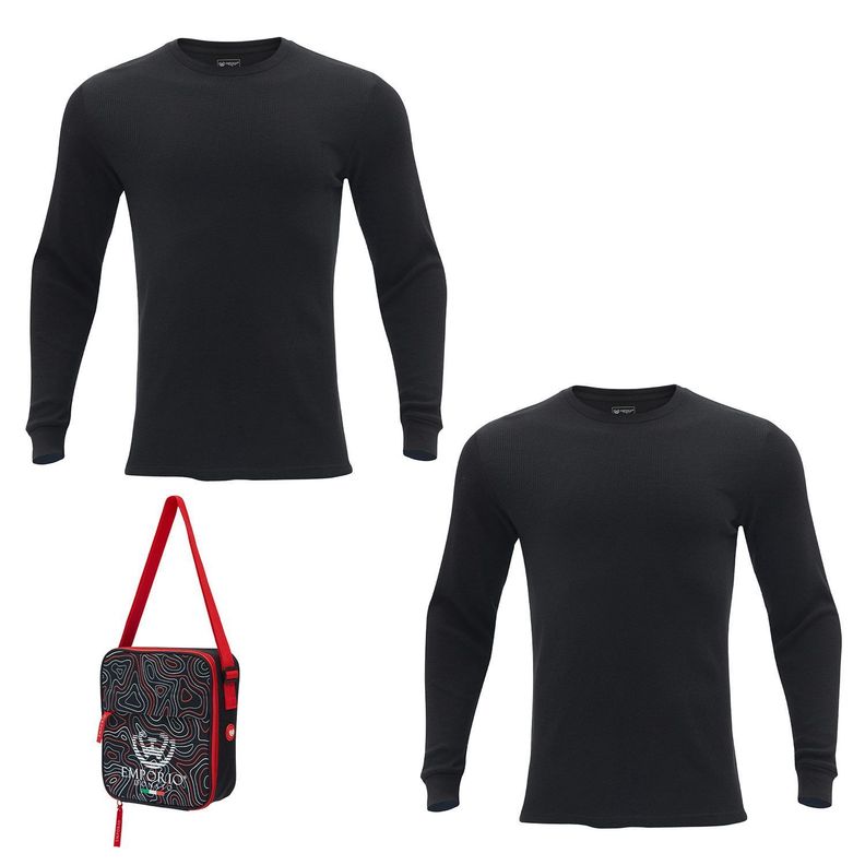 Pack 2 - Camisetas Manga Larga Algodon Panal Hombre Con Bolso de Regalo